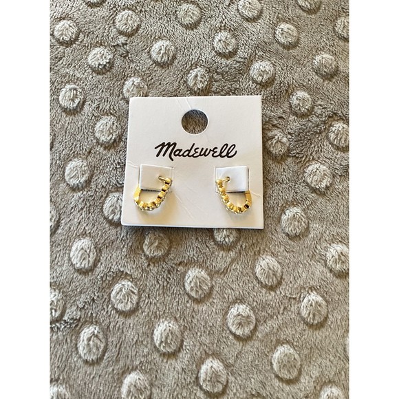 Madewell The Tennis Collection Bezel Set Crystal Carabiner Hoop Earrings Gold OS - Picture 2 of 5